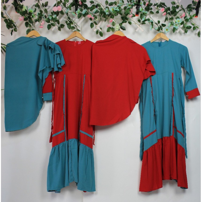 gamis anak tanggung set khimar perempuan wollycrepe afiyah syari