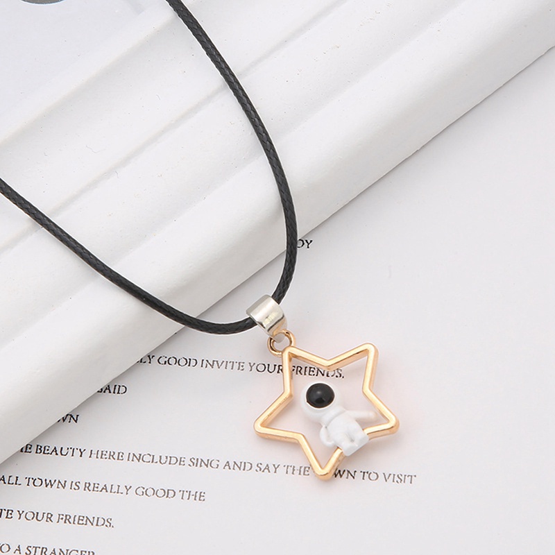 Fancyqube Kalung Desain Astronot Bintang Dan Bulan Bahan 925 Sterling Silver Untuk Pasangan