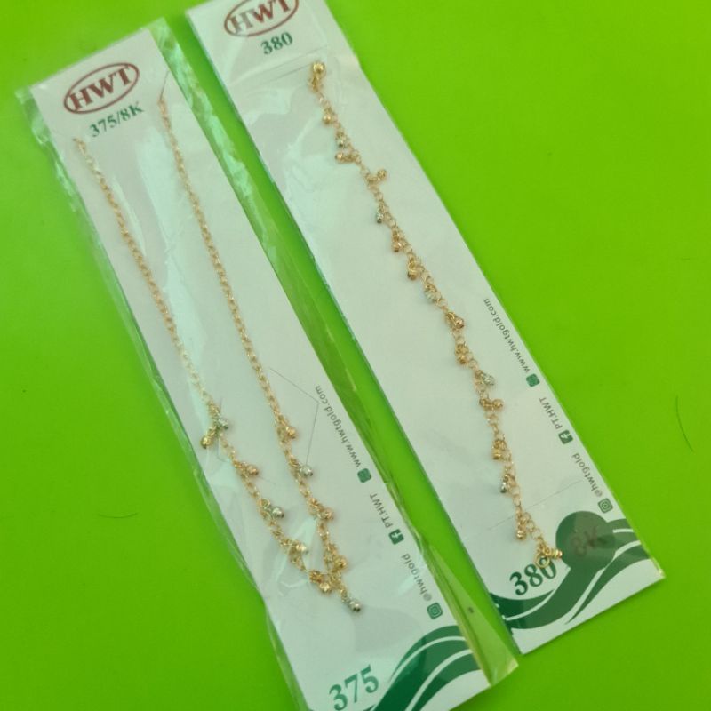 Kalung dan gelang rantai bel bola 3 warna HWT kadar 8K 375