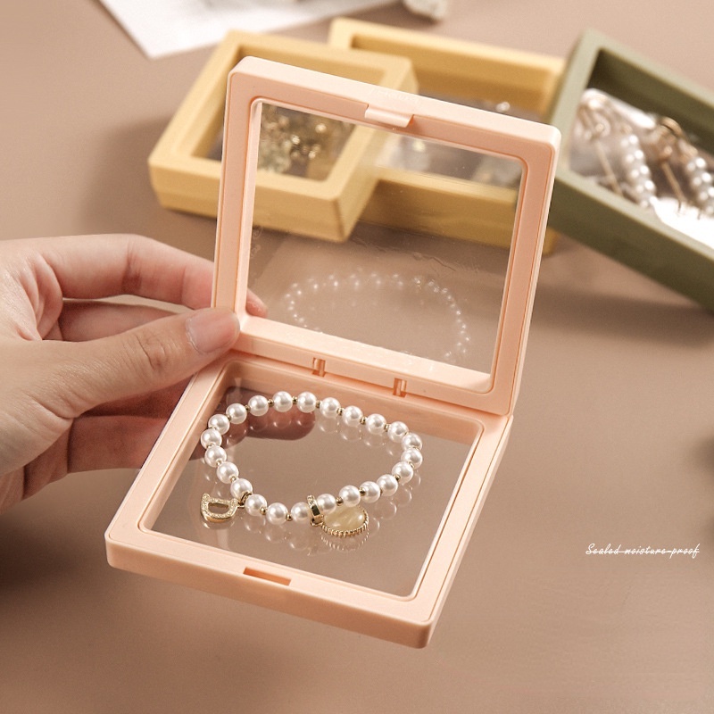 Jewelry Display Organizer Handmade Kotak Display Perhiasan Transparan Persegi Tahan Debu Anti Karat Kotak Penyimpanan PE Film Gelang Kalung Cincin Anting