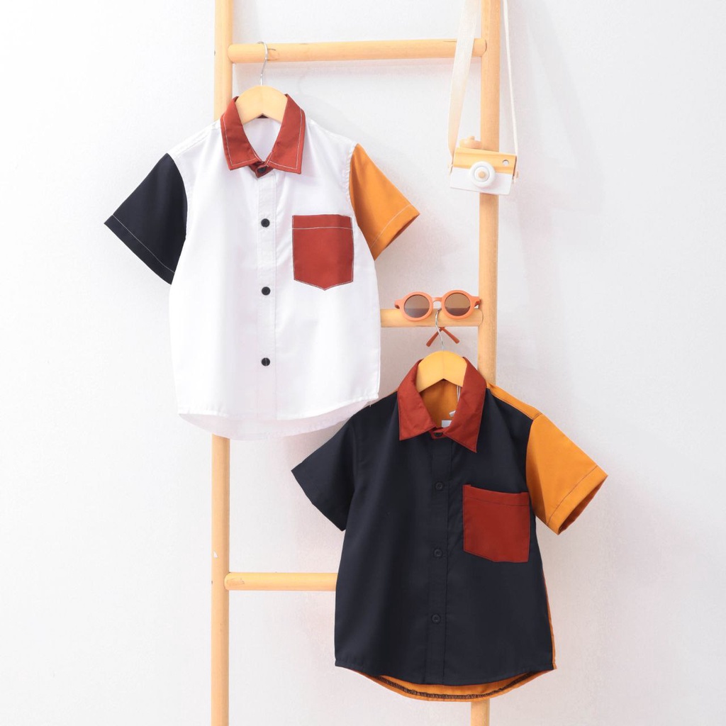 QOMA KIDS - COLORPOP KEMEJA KOKO ANAK LAKI-LAKI | KEMEJA WARNA | KEMEJA ANAK | KEMEJA LAKI - LAKI | 