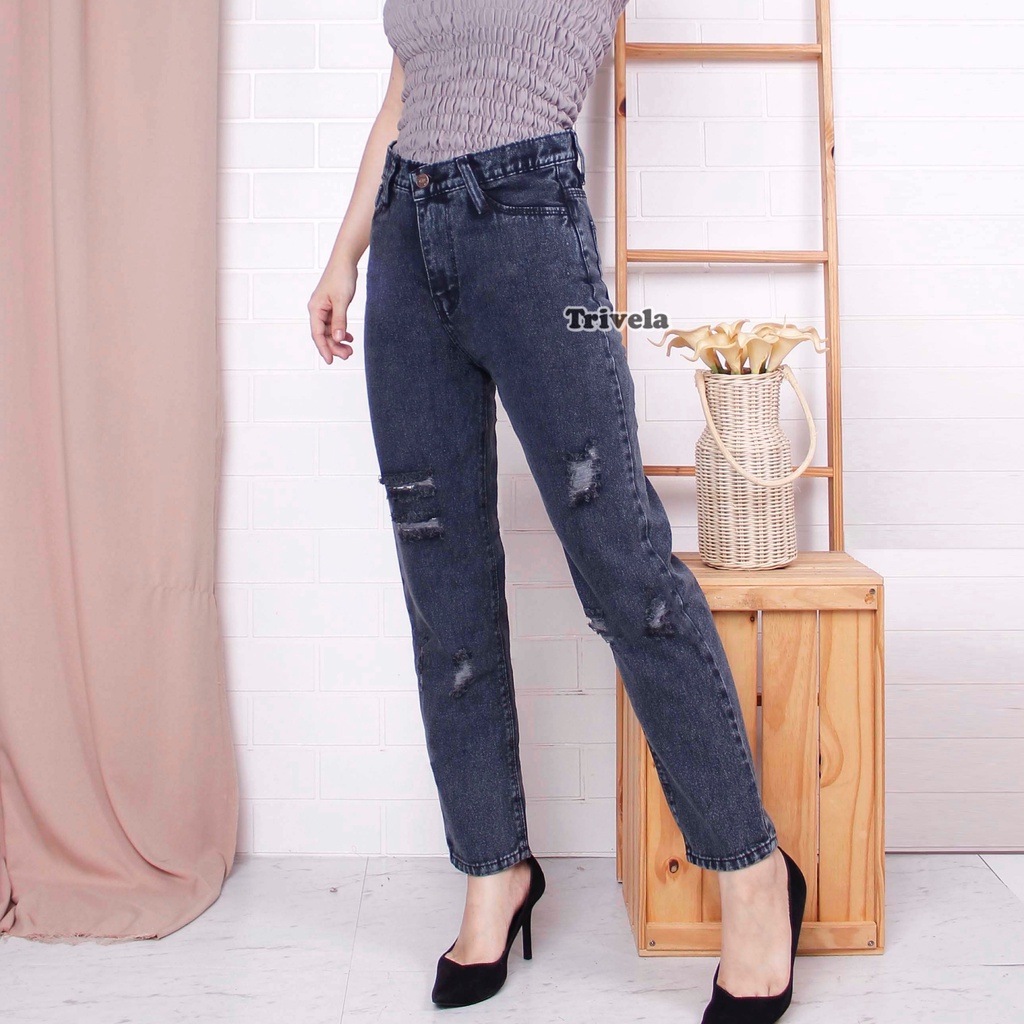 (FREE BELT) - BOYFRIEND JEANS SAMANTA / BOYFRIEND JEANS SOBEK LAPIS 27-36