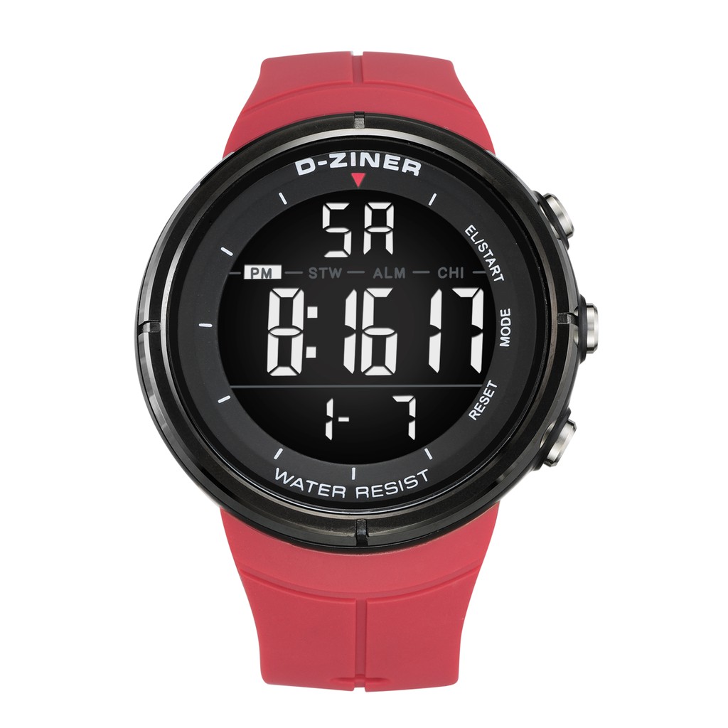 JAM TANGAN PRIA DIGITAL KEREN DZINER 8163 STRAP MERAH ORIGINAL