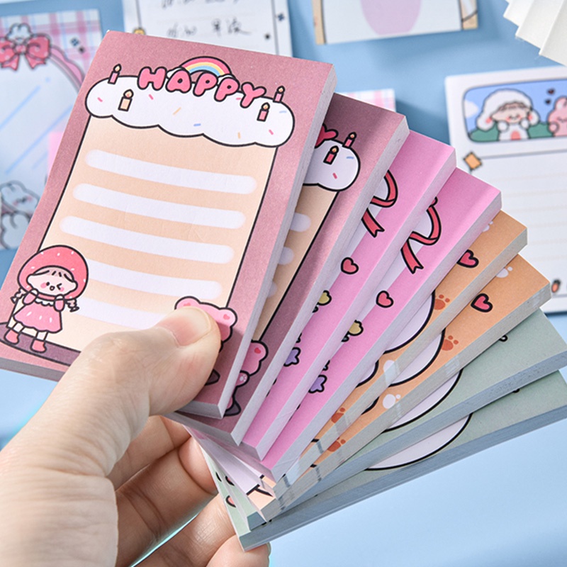 80 Sheets Mini Cartoon Bear&amp;Girl Series Sticky Notes Student Lovely Notepad