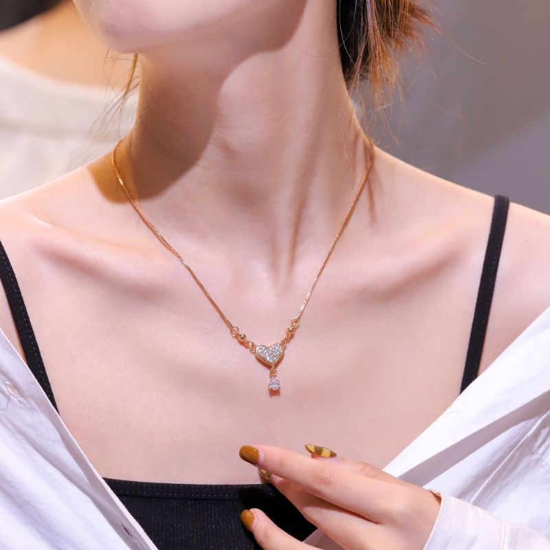 KALUNG TITANIUM ASLI LIONTIN LOVE BERLIAN FASHION WANITA TERBARU