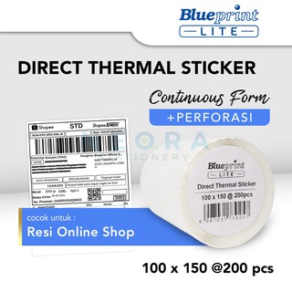 Jual Blueprint Kertas Thermal Label Pengiriman A Direct Thermal Sticker Resi X Mm