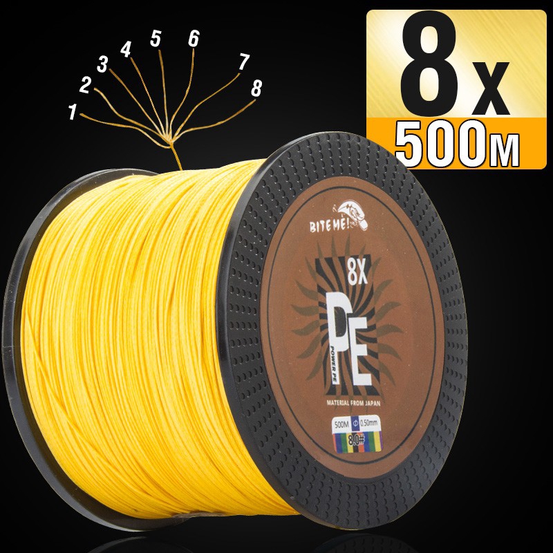 Biteme 8X Senar Pancing Pe Multifilamen 8 Untai 10-120lb Panjang 500m