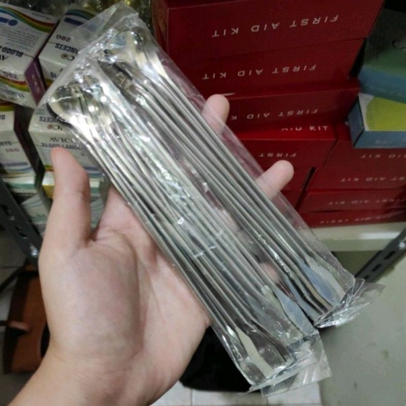Sendok with spoon spatula stainless 18 cm lokal / sendok spatula lab