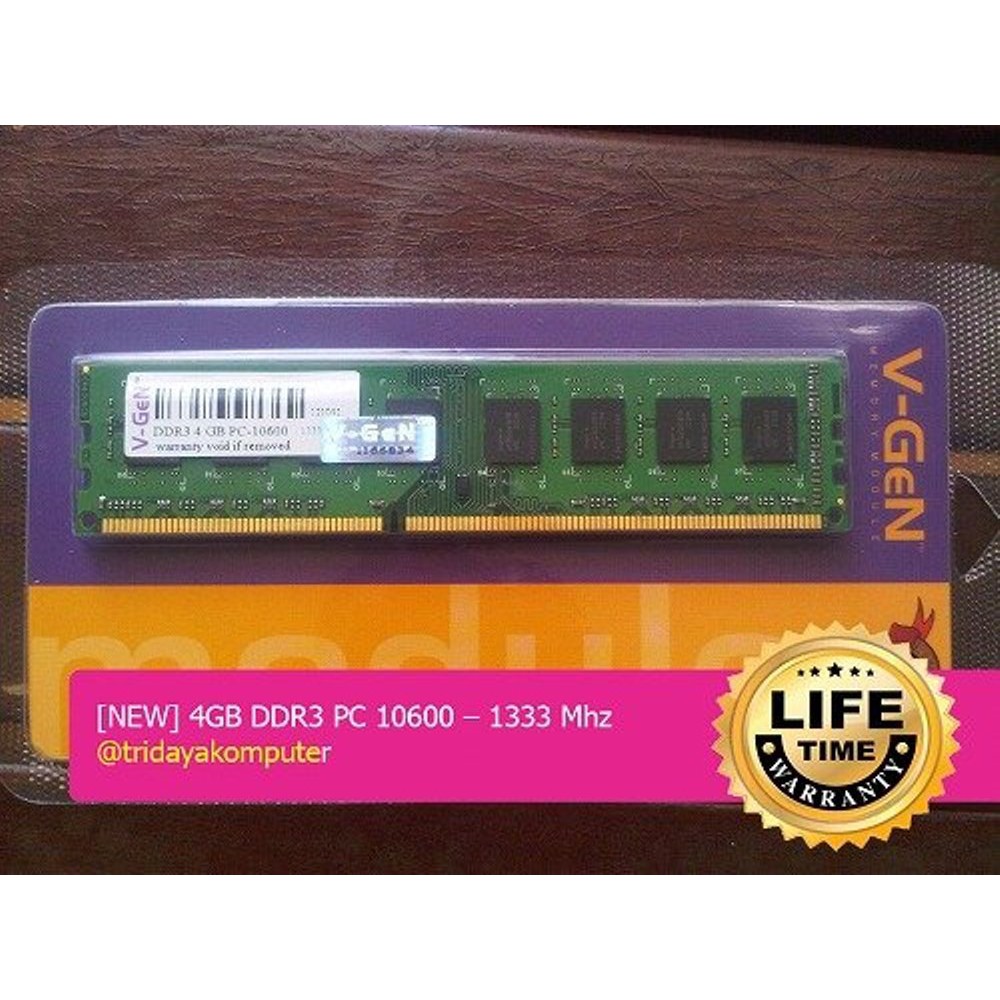 RAM 4GB DDR3 VGEN PC 10600 MEMORY KOMPUTER BARU Limited
