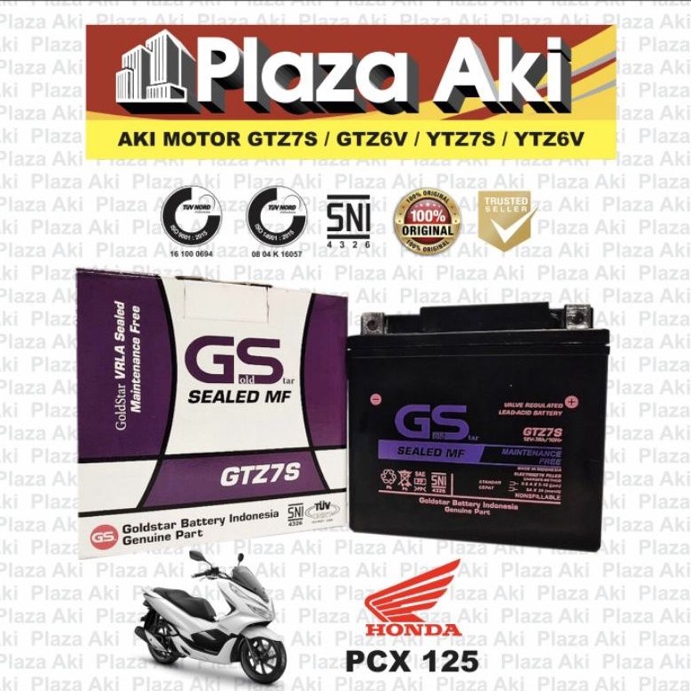 Aki Motor Kering MF GTZ7S HONDA PCX 125 PCX125 Alt. GTZ6V YTZ7S YTZ6V MBTZ7S MTZ6S (GTZ7S)