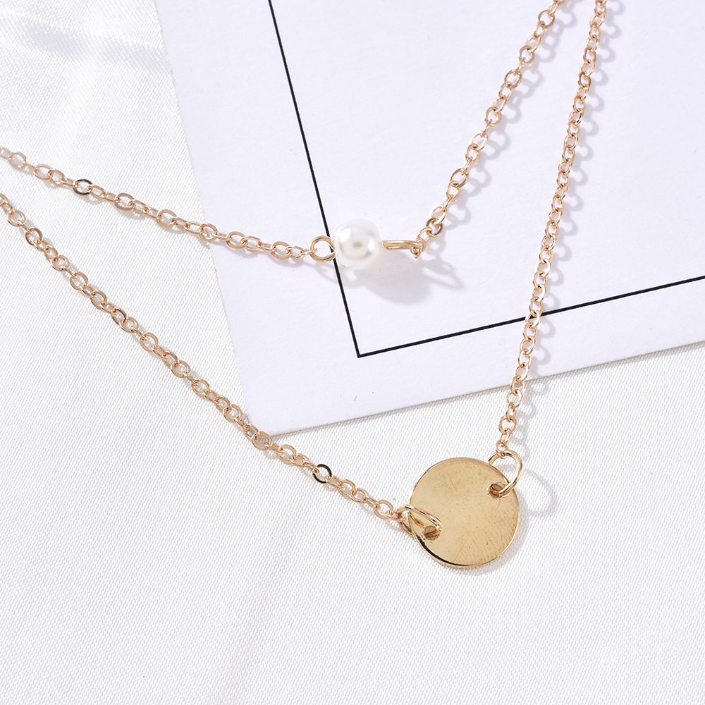 Simple Fashion Female Clavicle Pendant Peal Multi-Layer Clavicle Neck Chain Necklace