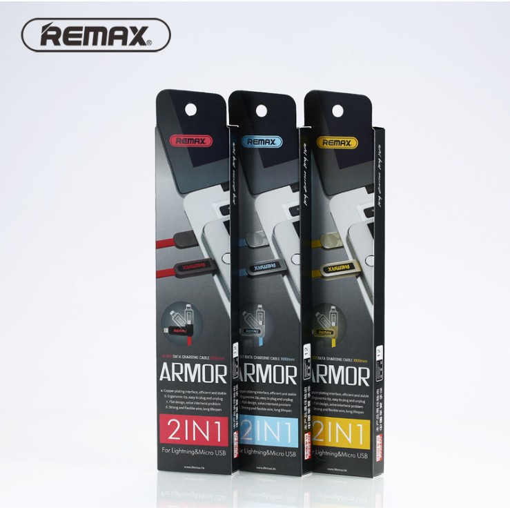 Remax Armor 2in1 Lightning &amp; Micro USB Fast Charge &amp; Data Cable Kabel