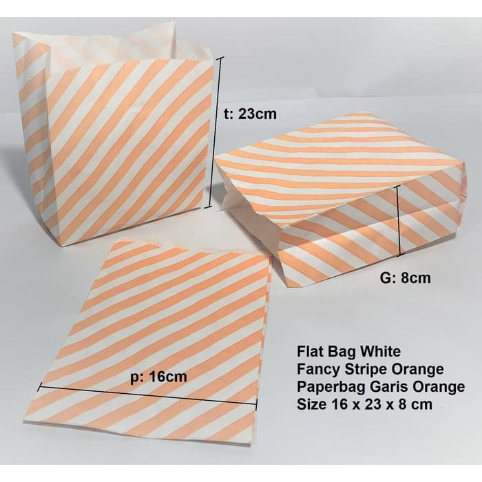 

Paperbag Flat Kantong Kertas Warna Orange Garis L Souvenir Kertas A4 Kertas Bungkus Makanan / Roti