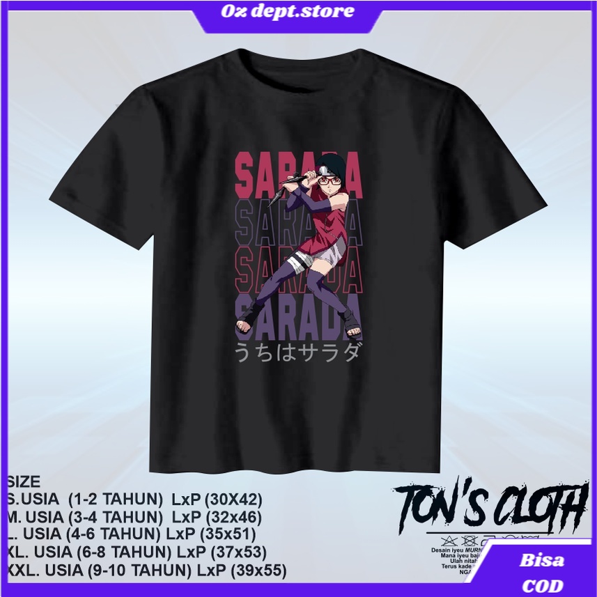 Kaos Anak/kaos pria/ KAOS BAJU ANAK UCHIHA SARADA KAOS ANIME NARUTO - TONS CLOTH