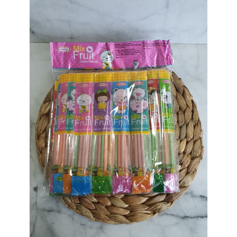 Permen Cemilan Snack Candy Fruit Mix Buah Sedot Bubuk Mainan Anak Murah (isi 60 pcs)