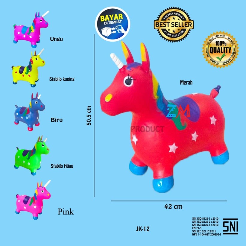 JUMPING ANIMAL MUSIC MAINAN TUNGGANG kuda unicorn kuda tanduk warna kuda karet