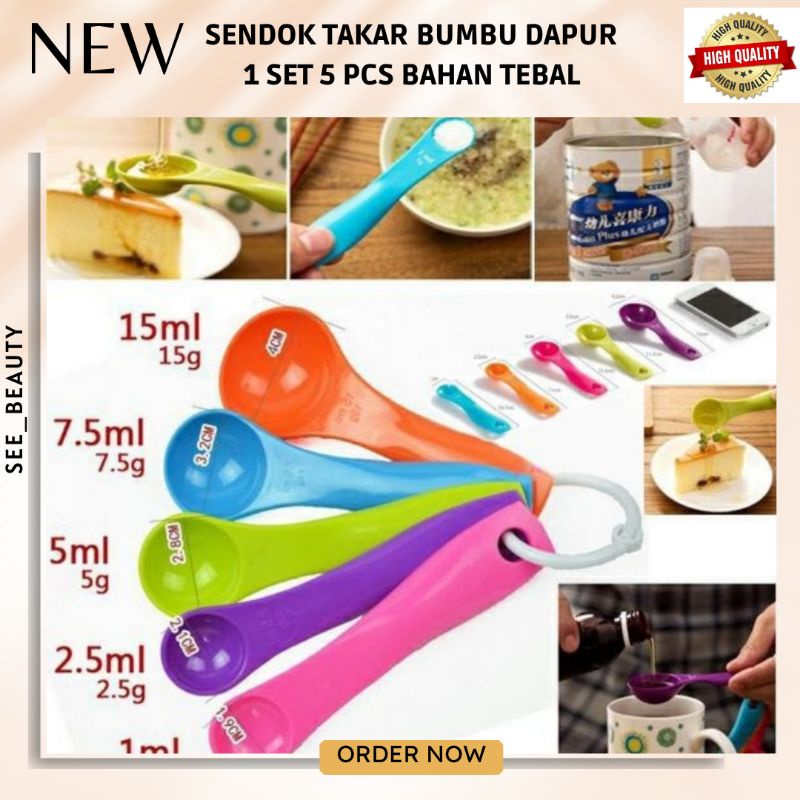 SEELS / Sendok Takar Ukur  Bumbu Dapur Plastik Set 5 in 1 pc pcs 5pc 5pcs Takaran Measuring Spoon Baking Kue COD GRATIS ONGKIR EXTRA CASH BACK EXTRA