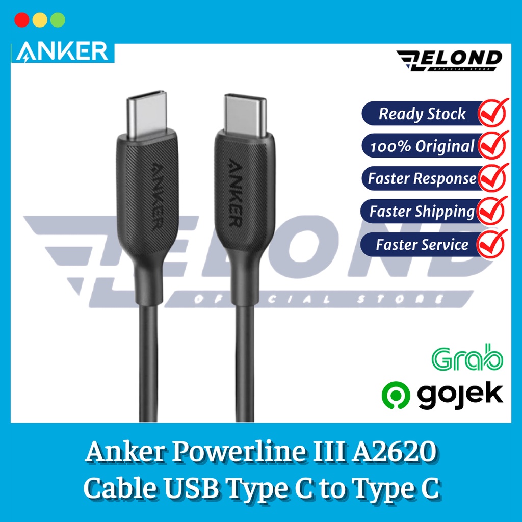 Jual Kabel Charger Anker Powerline Iii Usb C To Usb C Cable Ft A Shopee Indonesia