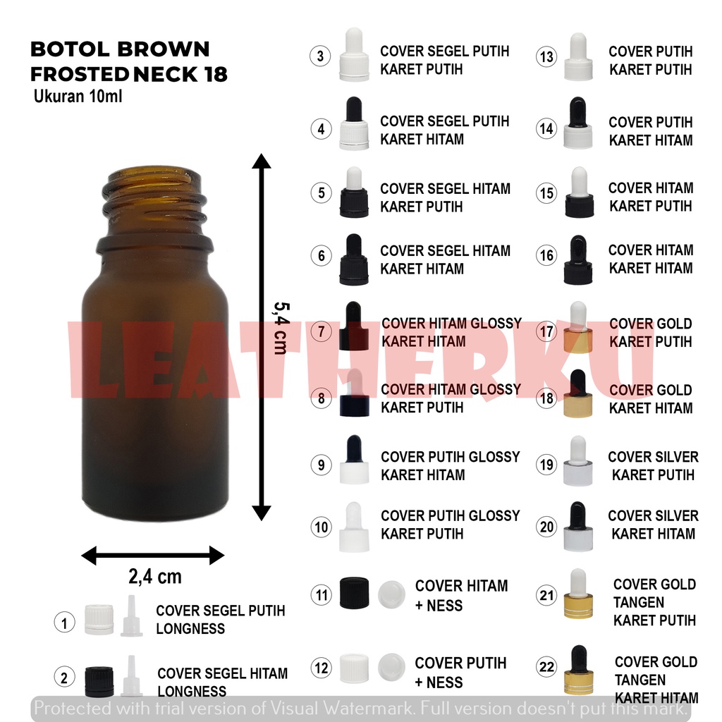 Botol Kaca Pipet Import 10 ML Brown Frosted