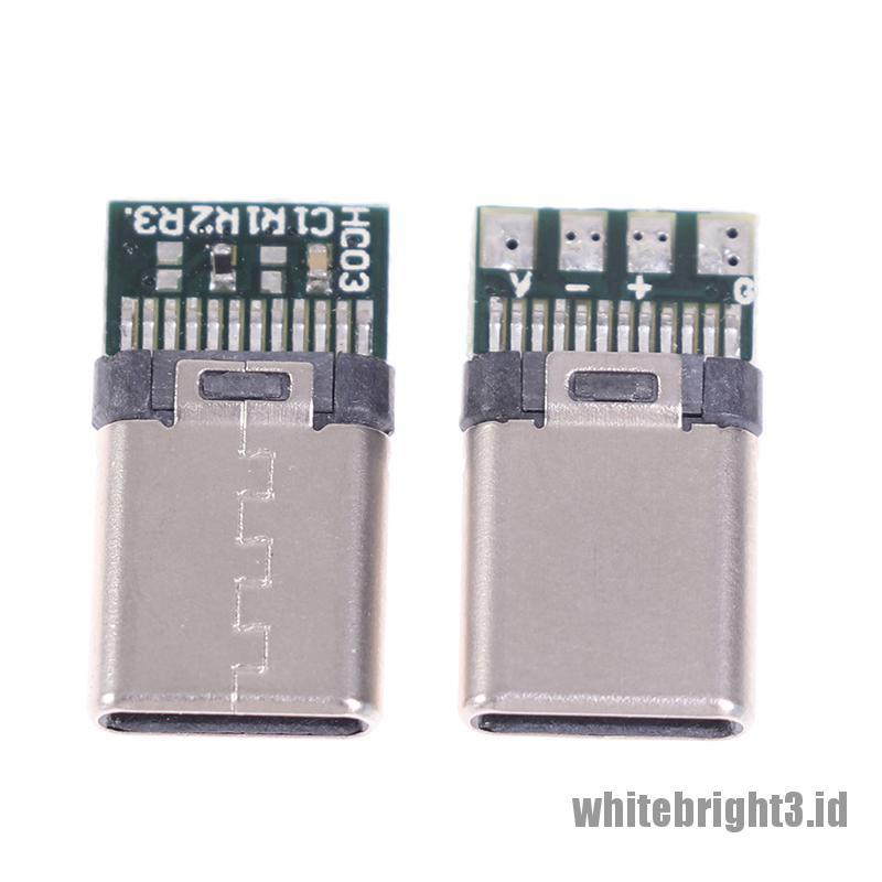 &lt; White3 &gt; 5 / 10Pcs Konektor Kabel USB 3.1 Tipe C Male DIY