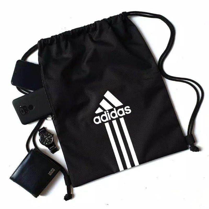 Tas Serut String Bag Gymsack Futsal Sepak bola Adidas Triple Stripes