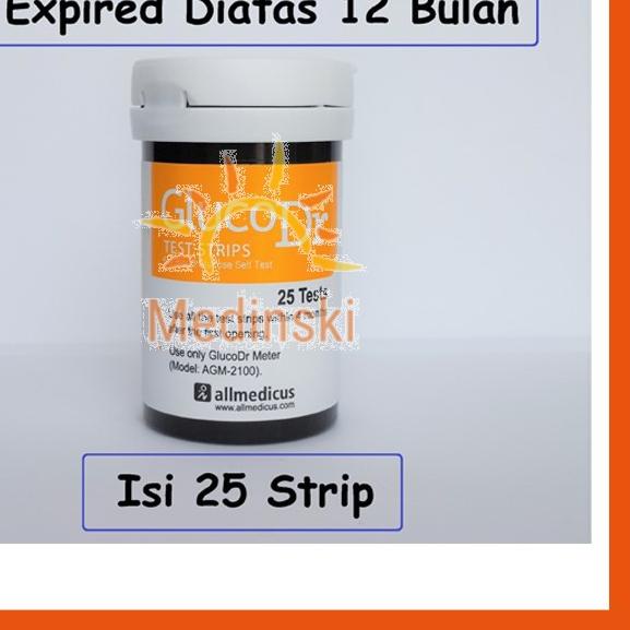✱ Strip Glur BioSensor Isi 25 Stik Kode 8 Gluco Dr Tes Cek Gula Darah GDS AGM-2100 AGM2100 ☑