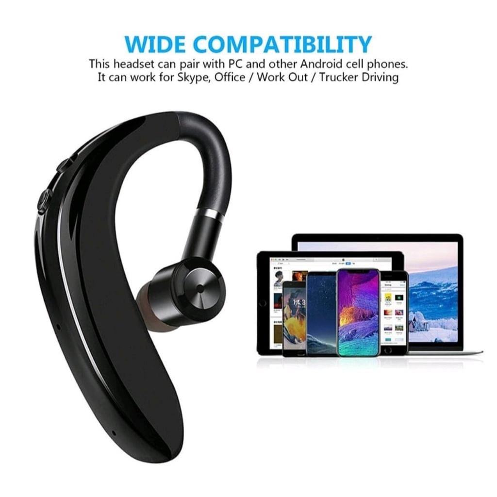 Headset-Handsfree-Earphone Bluetooth V5.0- Earphone Wireless S109 Business Nirkabel Dengan Mikrofon Kontrol Kebisingan-Best Quality