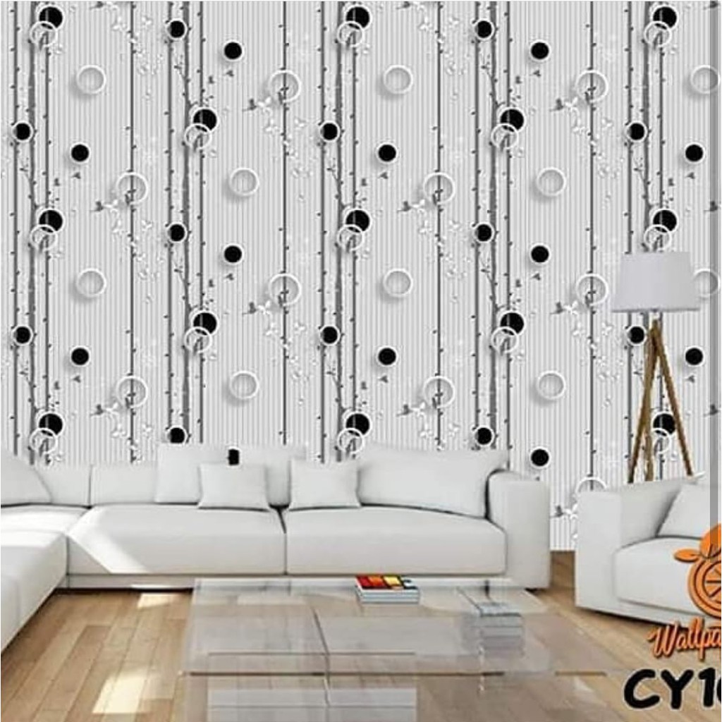WALLPAPER DINDING UK 45CM X 10M MOTIF BURUNG HITAM