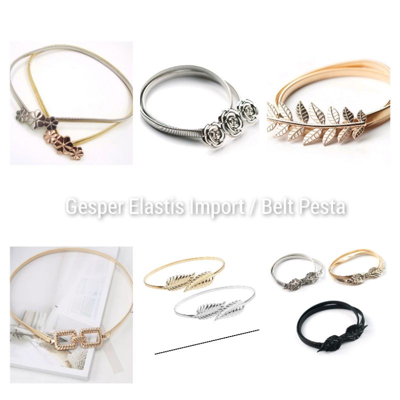 Ikat Pinggang Wanita Tali Spiral Elastis Motif DAUN LEAVES Korea Fashion Womens Belt