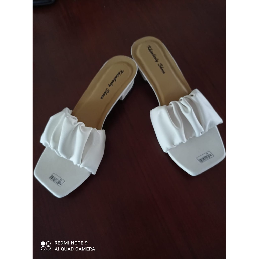 SANDAL WANITA HAK TAHU SLOP KERUT SANDAL FASHION 3CM-AL21