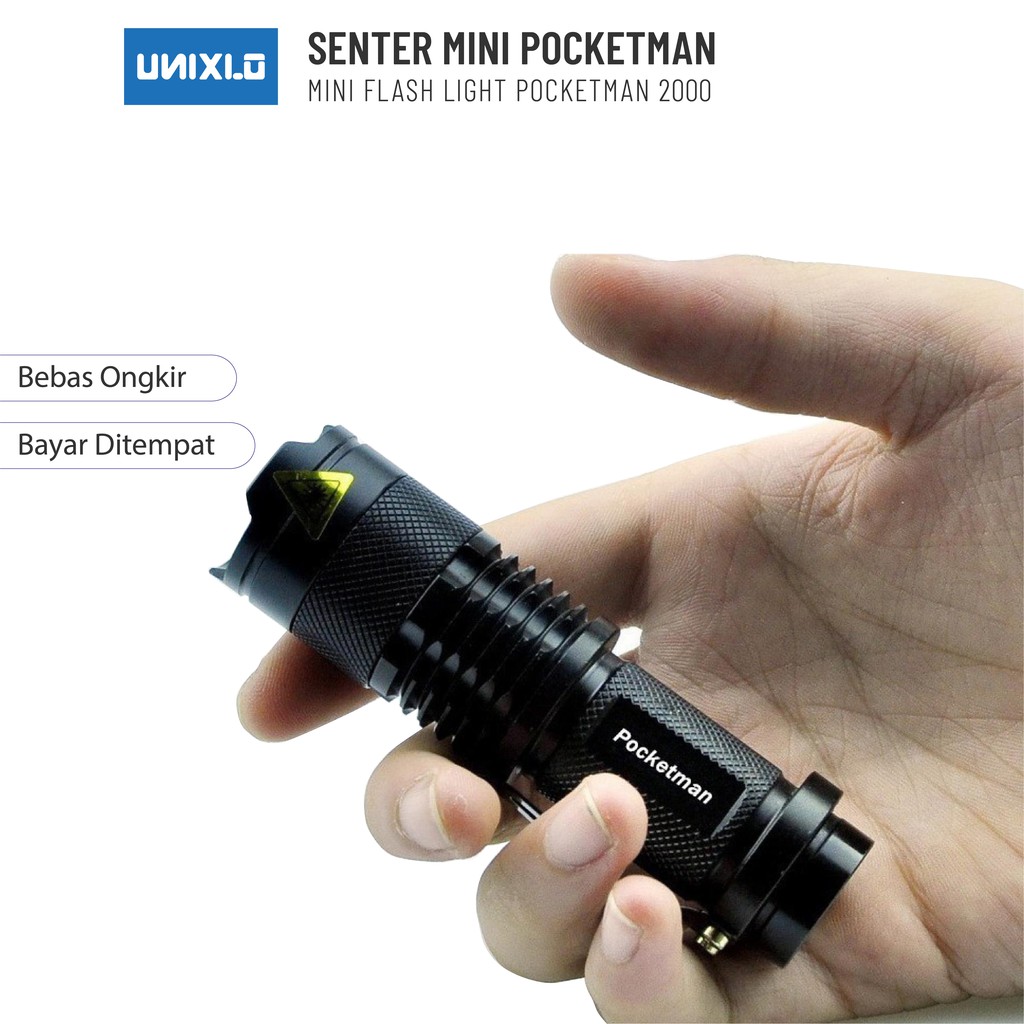 Original Senter Pocketman Swat Police Senter LED Flashlight 2000 Lumens Waterproof