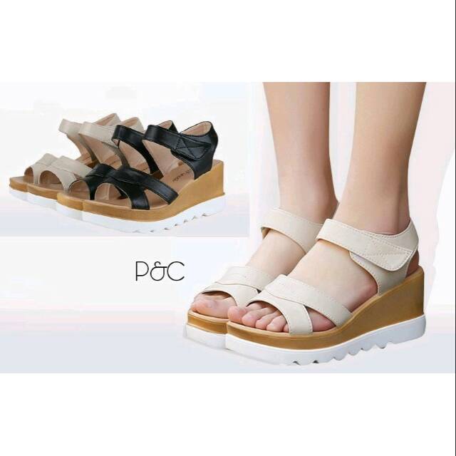 WEDGES SANTAI WANITA FLATFORM 5CM DATAR CEWEK MAIN MALL ARTIS PRADA LUCU MURAH RUBI MODEL IMPORT