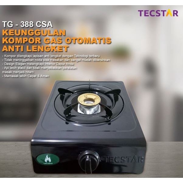 Kompor Gas 1 Tungku / Kompor Gas TECSTAR 388 CSA / Kompor Gas MURAH dan Minimalis - Random