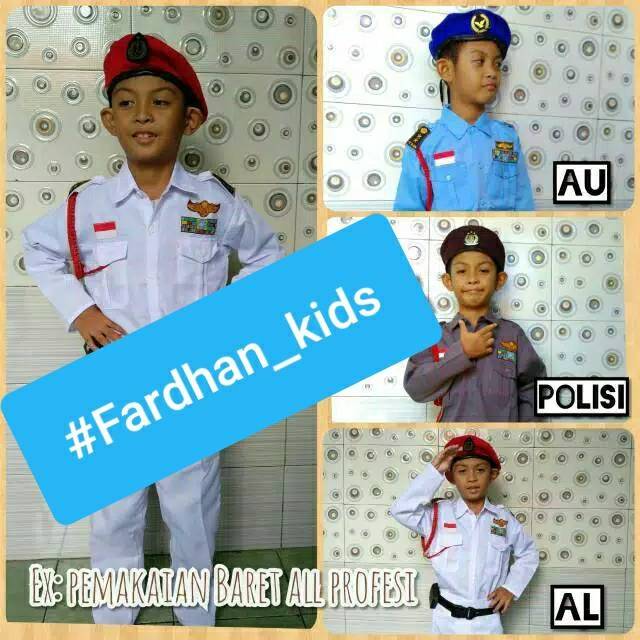 Kostum karnaval TNI AU/TNI AL/POLISI anak pakai sabuk.Tk-SD