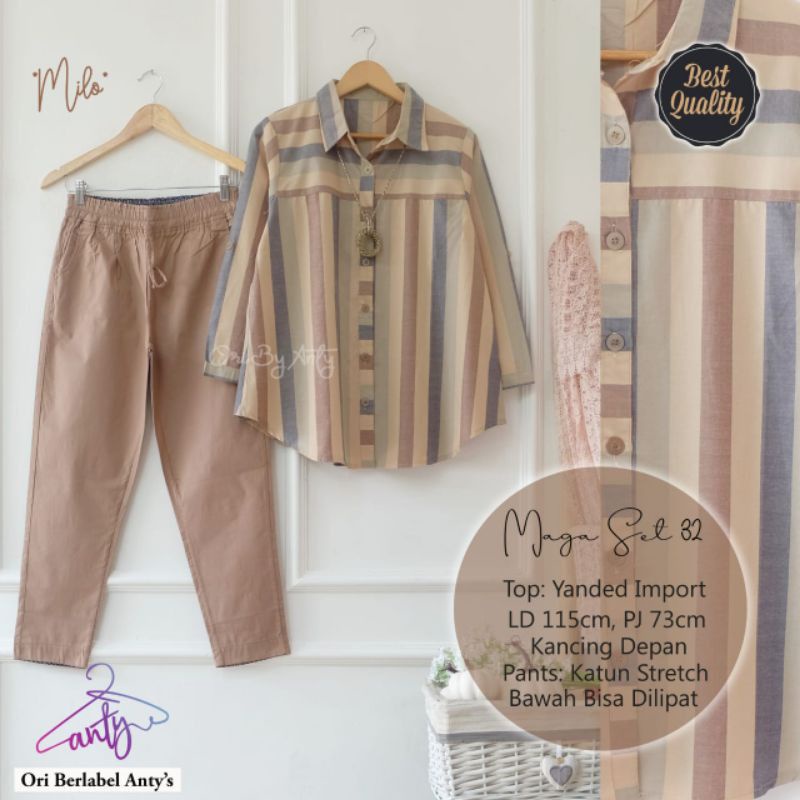 maga set setelan antys  / maga set 32 jumbo tunik salur   / setcel / setelan wanita  jumbo