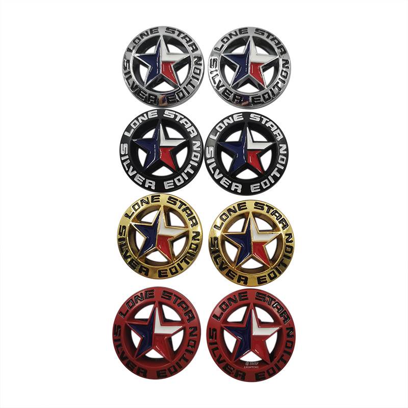 2 x Metal Gold LONE STAR Logo Car Auto Rear Trunk Decorative Emblem Sticker Badge Decal TEXAS EDITION