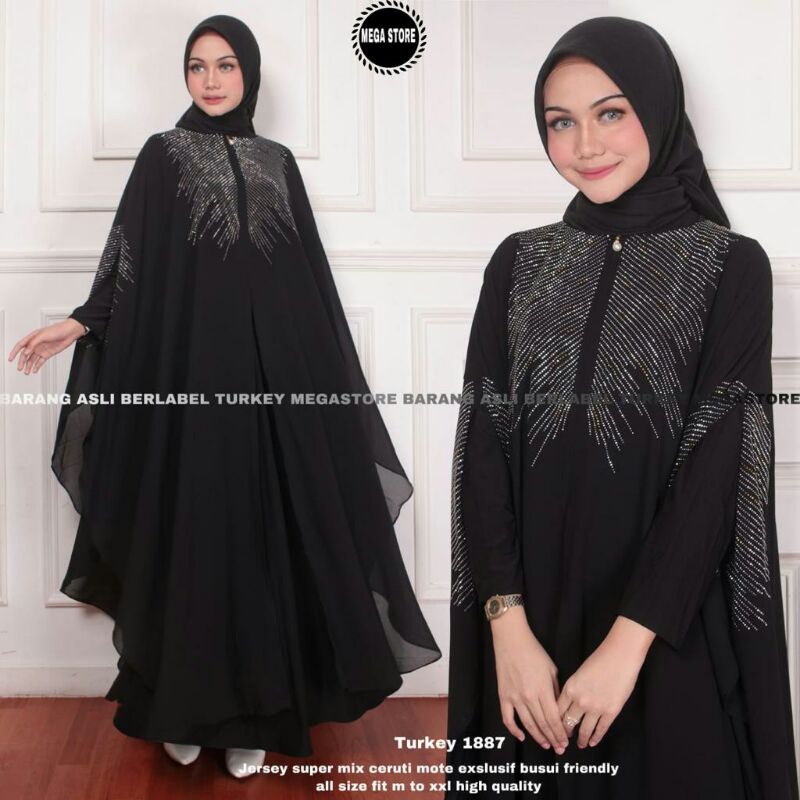 Baju Gamis Turkey Hitam Jumbo Terbaru By Megastore Berlabel || Dress Busana Muslim Ld 120 Best Selle