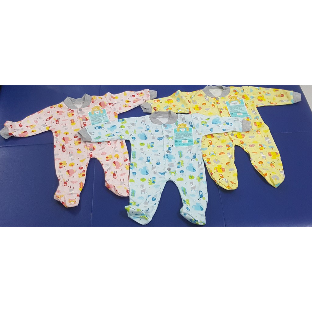 libby baju jumper bayi tutup kaki&amp;buka kaki segitiga dan segitiga empat isi 3pcs usia 0-3 bulan