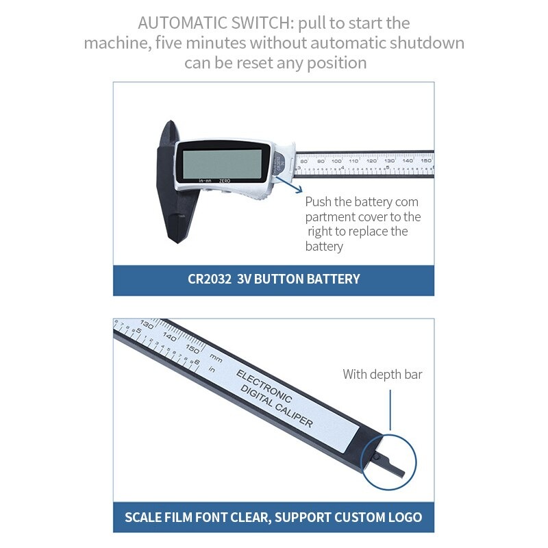 Maisi Jangka Sorong Digital LCD Vernier Caliper Micrometer 3 Buttons 15 cm