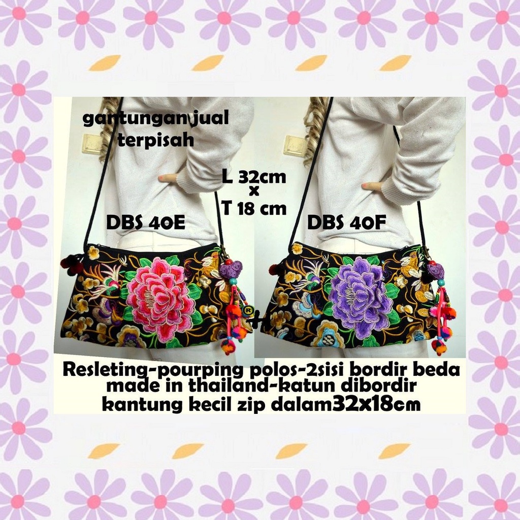 Tas Bangkok Thailand Bordir Import Tas Slempang Kain Wanita Import Murah Etnik Thailand