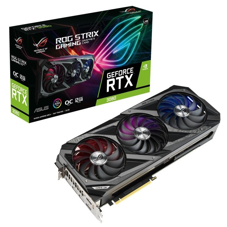 VGA GEFORCE ASUS RTX 3080 RTX3080 OC ROG STRIX 12GB GDDR6X LHR