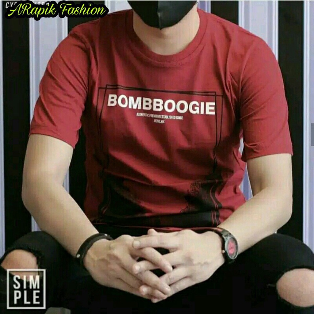 Kaos Bombogie Pria Lengan Pendek Distro Bandung Cotton Combed 30S Kaos Bombogie