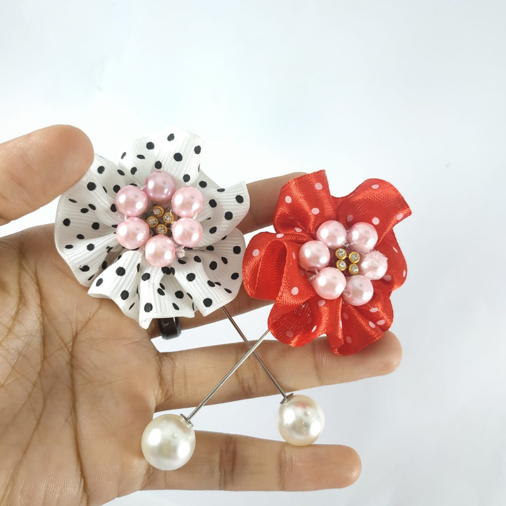 Pin bros Tuspin RIA KOREA Pita Kain Mutiara Handmade  Peniti Hijab Fashion By Tokopelanginicer