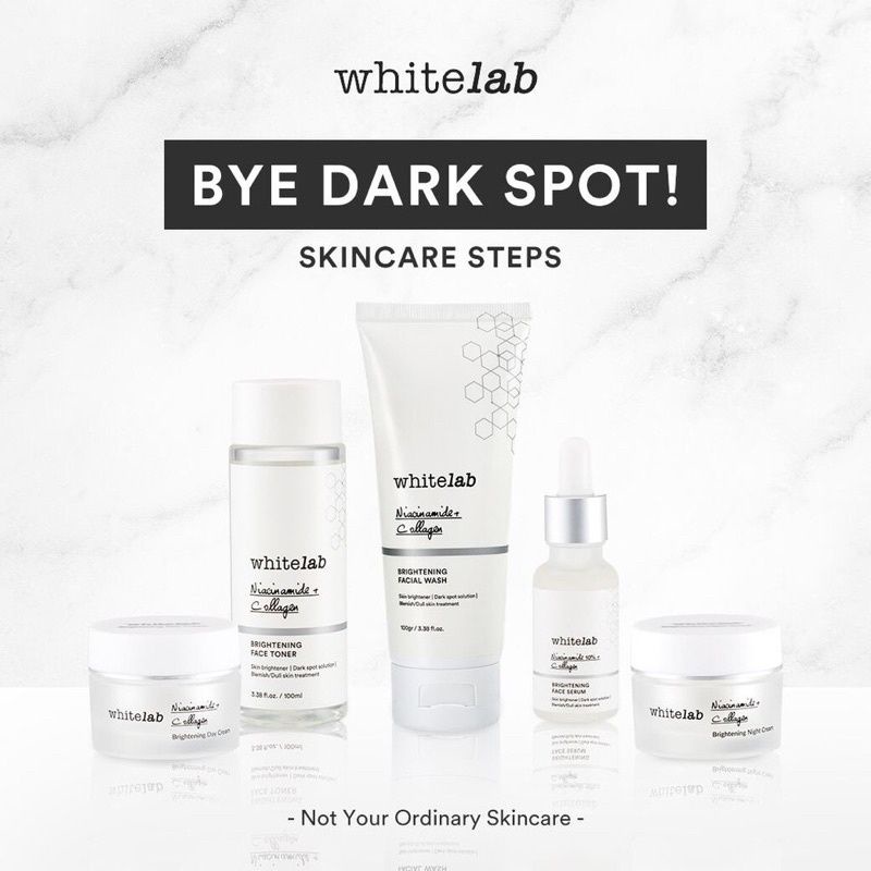 WHITELAB BRIGHTENING PAKET WAJAH &amp; SERUM (Facial Wash + Toner + Day Cream + Nite Cream + Face Serum)