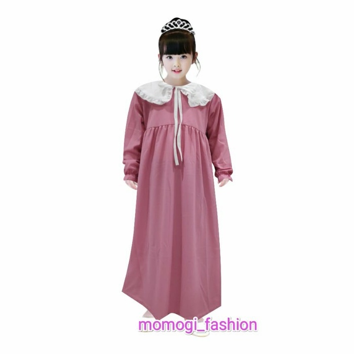 MOMOGI- GAMIS NUNA KOREAN STYLE POLOS/GAMIS PENGAJIAN ANAK/Usia 5-10th