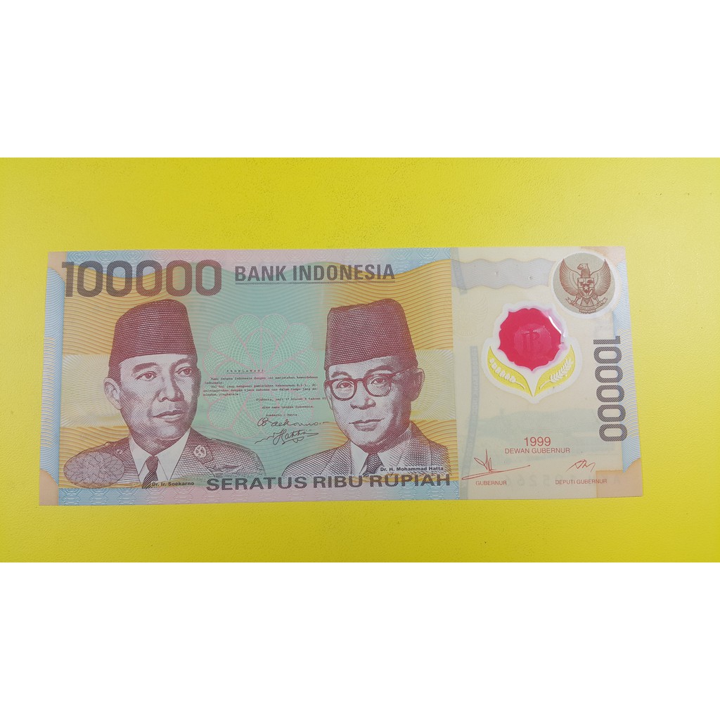 Uang Kuno Indonesia Pecahan 100000 Rupiah Polymer Emisi 1999 AU