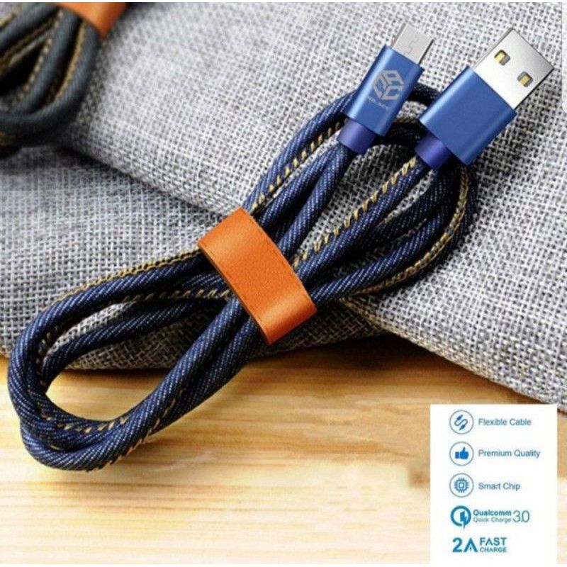 KABEL DATA DENIM TYPE C / MICRO / IPHONE / PANJANG 1M / 2M / 3M - KABEL CHARGER -- PELANGI ACCESORIES 88