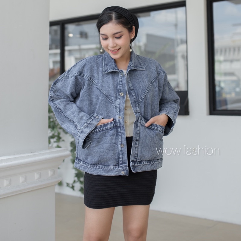 Jaket Lavanya Batwing Pablo Jeans Levis Oversize Wanita Saku - Lalita Jaket Jeans Wanita