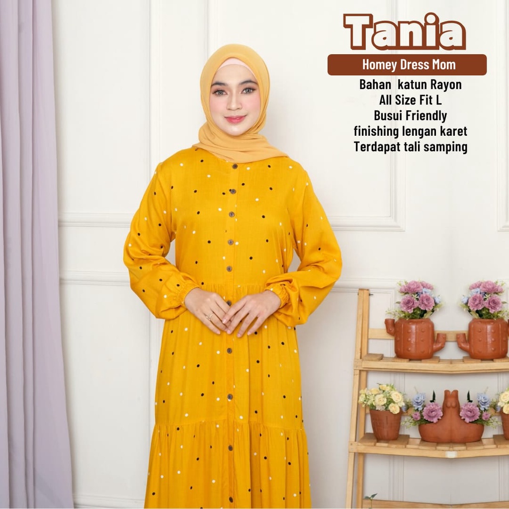 TERMURAHH!!! HOMEY DRESS GAMIS DEWASA MOTIF POLKA TANIA BAHAN KATUN RAYON PREMIUM NYAMAN DIPAKAI | BISA COD