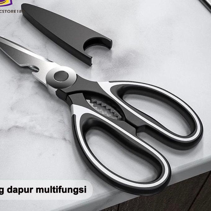 

✨IMPORT✨ Gunting Dapur Serbaguna Gunting Ikan Ayam Daging Stainless Steel Black Murah produck terbaik